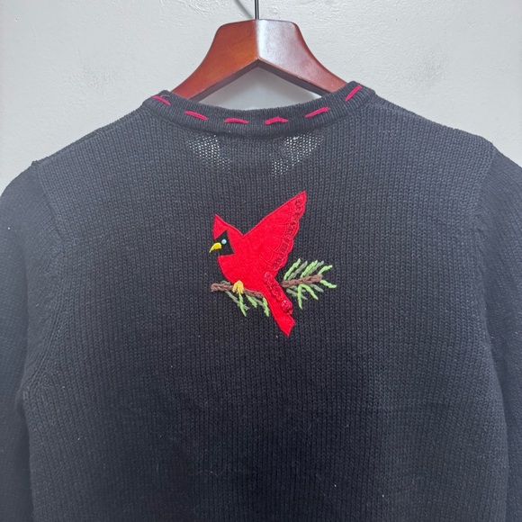 Vintage 1990s Knit Bird Pine Tree Graphic Cardigan Sweater Button Up Size Small - Picture 13 of 16
